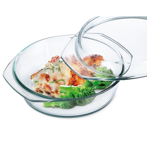 Runde Glasauflaufform mit Deckel, 18 cm - Simax