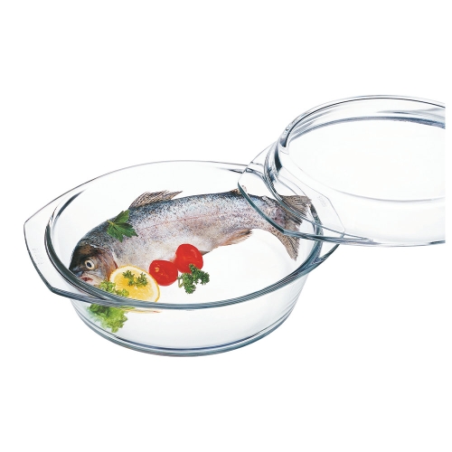 Runde Glasauflaufform mit Deckel, 25 cm - Simax