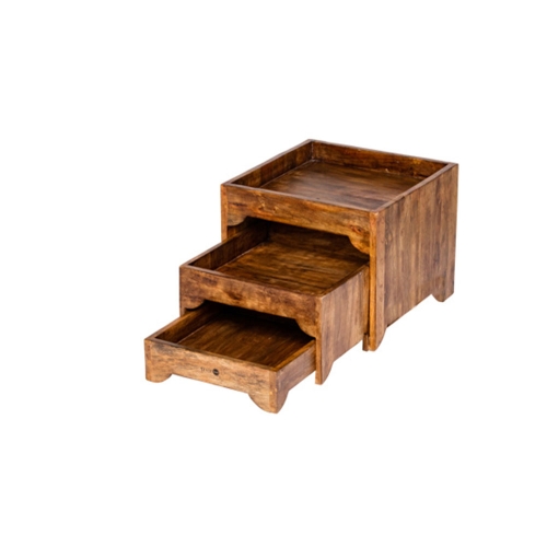 Buffet-Tisch aus Mangoholz mit drei Etagen - Patina