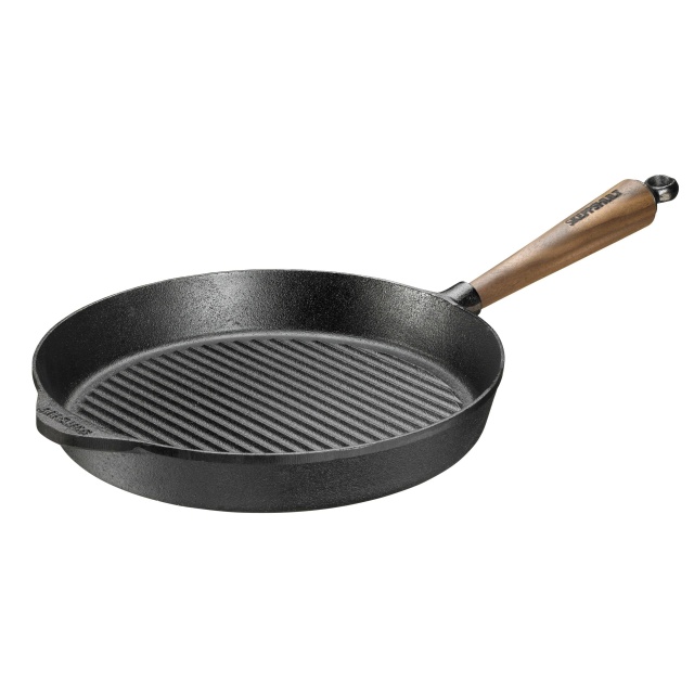 Grillpfanne, rund mit Walnussgriff, 28 cm - Skeppshult