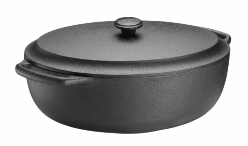 Ovale Gusseisenpfanne mit Eisendeckel - Skeppshult