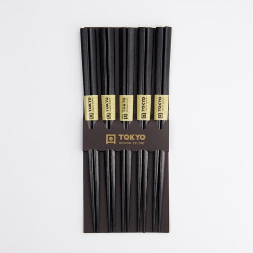 Essstäbchen, 5er-Pack - Tokyo Design Studio - Schwarzes Holz