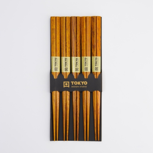 Essstäbchen, 5er-Pack - Tokyo Design Studio - Dunkles Holz