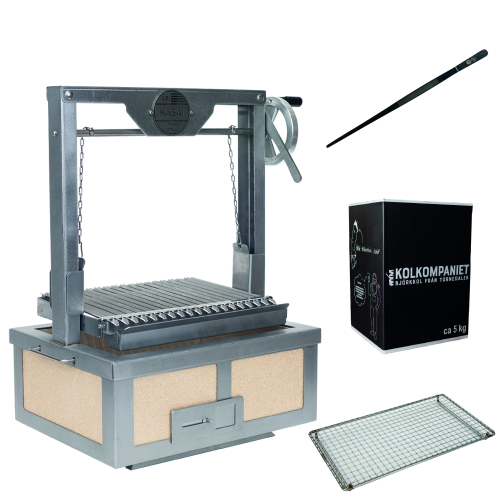 Japanischer Tischgrill / Konro, Kasai Medium Wide mit Asado Parrilla und Holzkohle