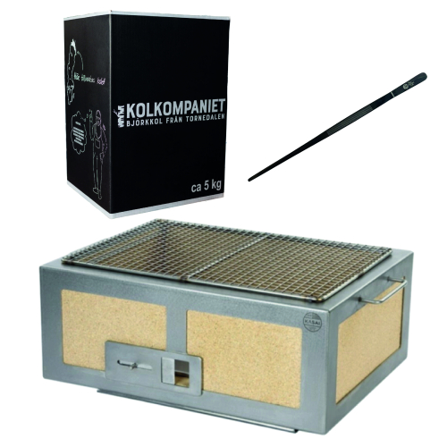 Japanischer Tischgrill / Konro, Kasai Little mit Pinzette und Holzkohle