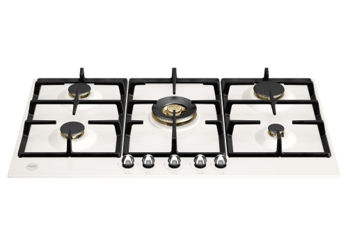 Gas-Kochfeld Heritage, 90 cm, Elfenbeinweiß - Bertazzoni