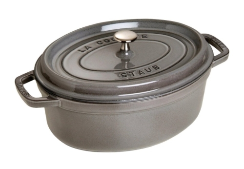 Ovale Gusseisenpfanne, Grau - Staub