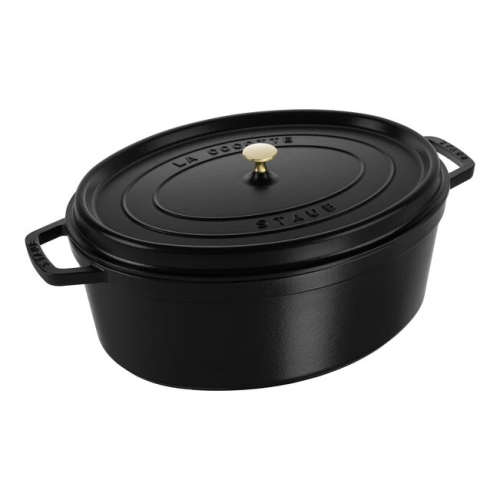 Ovaler Gusseisentopf, Schwarz - Staub