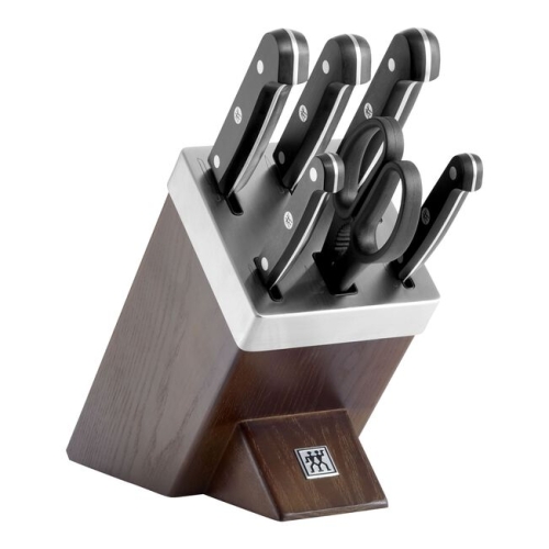 Messerset mit Selbstschärfendem Messerblock aus Dunkler Esche, 7-teilig, Gourmet - Zwilling