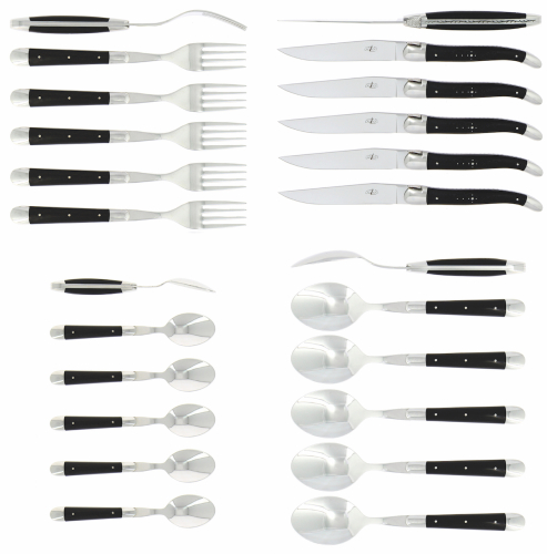 Besteckset 03, Griffe aus Ebenholz, poliert, Tradition - Forge de Laguiole