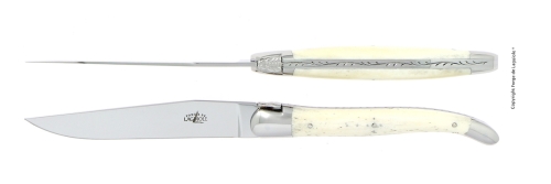 Zwei Messer, Griff aus Knochen, poliert, Tradition - Forge de Laguiole