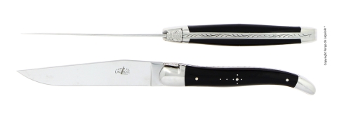 Zwei Messer, Griff aus dunklem Horn, poliert, Tradition - Forge de Laguiole