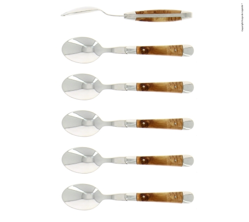 Sechs Dessertlöffel, En Griff, poliert, Tradition - Forge de Laguiole