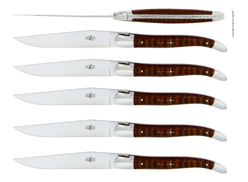 Sechs Messer, Griff aus Schlangenholz, poliert, Tradition - Forge de Laguiole