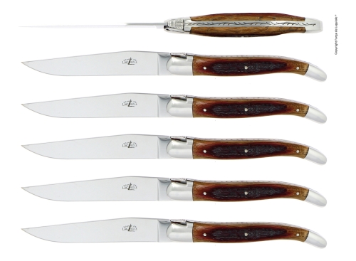 Sechs Messer, Griffe aus Eichenfassholz, poliert, Tradition - Forge de Laguiole