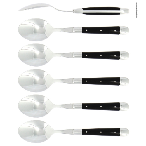 Sechs Löffel, Griffe aus Ebenholz, poliert, Tradition - Forge de Laguiole