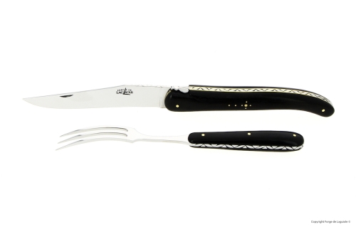 Tranchierbesteck 21 cm, Ebenholzgriff, klappbar, Signature - Forge de Laguiole