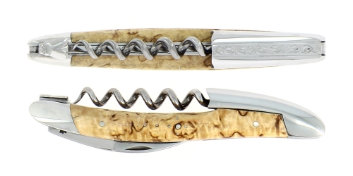 Sommeliermesser aus Birke, damasziert mit Dekoration, Kollektion - Forge de Laguiole