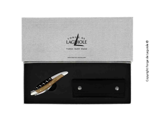 Sommelier-Messer aus versteinerter Eiche, damasziert mit Dekoration, Kollektion - Forge de Laguiole