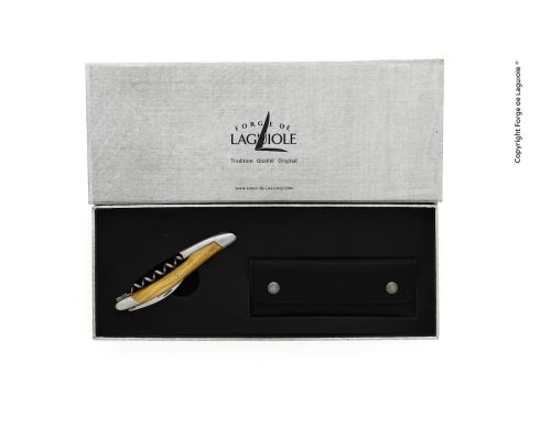 Sommeliermesser aus Olive, damasziert mit Dekoration, Sammlung - Forge de Laguiole