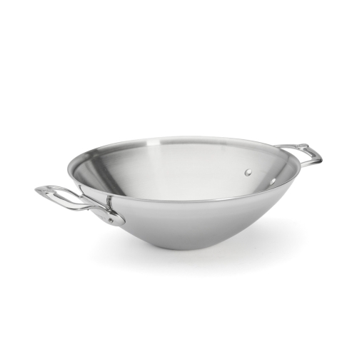 Wok in Edelstahl mit zwei Griffen, 32 cm, Affinität - de Buyer