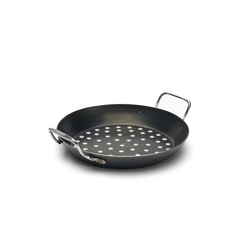 Perforierte Kohlenstoffstahlpfanne zum Grill, Ø28cm - de Buyer