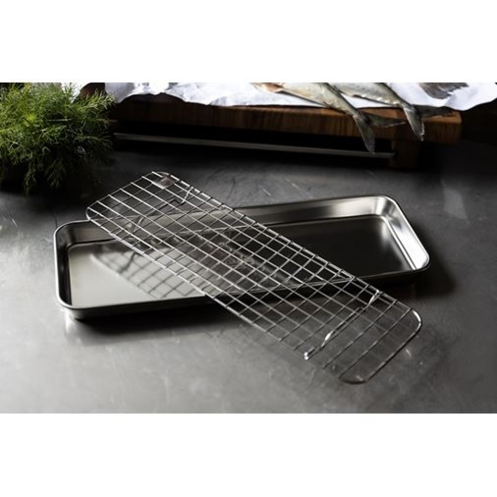 Gastroblech/Backblech mit Gitter, 38x14 cm, Edelstahl - Culimat