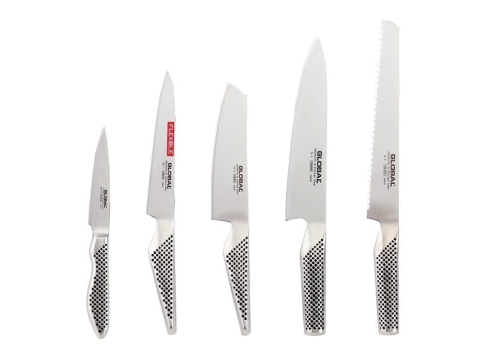 Global Fünfteiliges Messerset - G-2, G-9, GS-5, GS-11, GS-38 in der Gruppe Kochen / Küchenmesser / Messersets bei The Kitchen Lab (1073-11425)