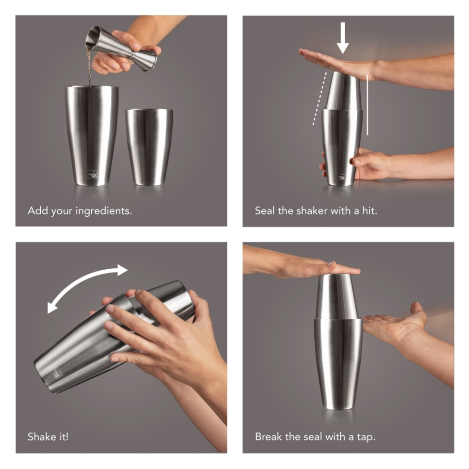 Cocktail Shaker/Boston Shaker, Zinn auf Zinn - Vacuvin