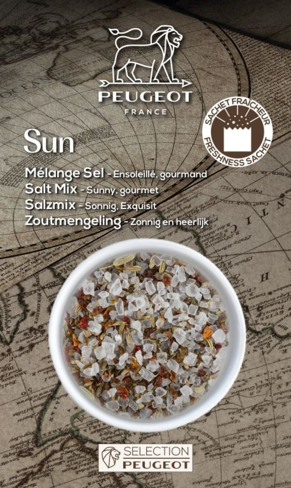 Salzmischung für Mühle, Sun, 135g - Peugeot in der Gruppe Kochen / Gewürze & Aromen / Salz bei The Kitchen Lab (1090-35446)
