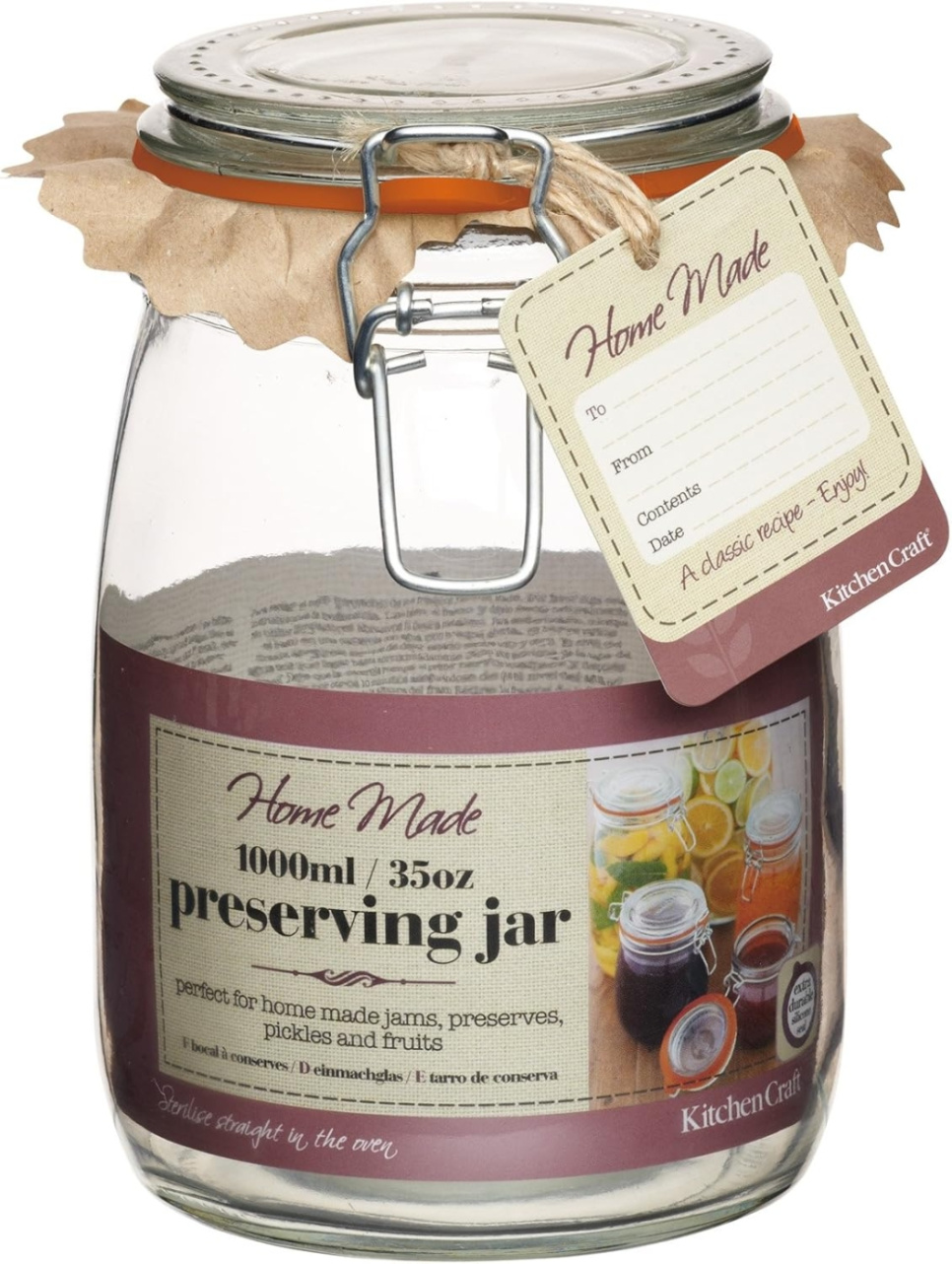 Einmachglas mit Bügelverschluss, 1 L - Kitchen Craft in der Gruppe Kochen / Küchenutensilien / Flaschen & Einweckgläser bei The Kitchen Lab (1100-11363)