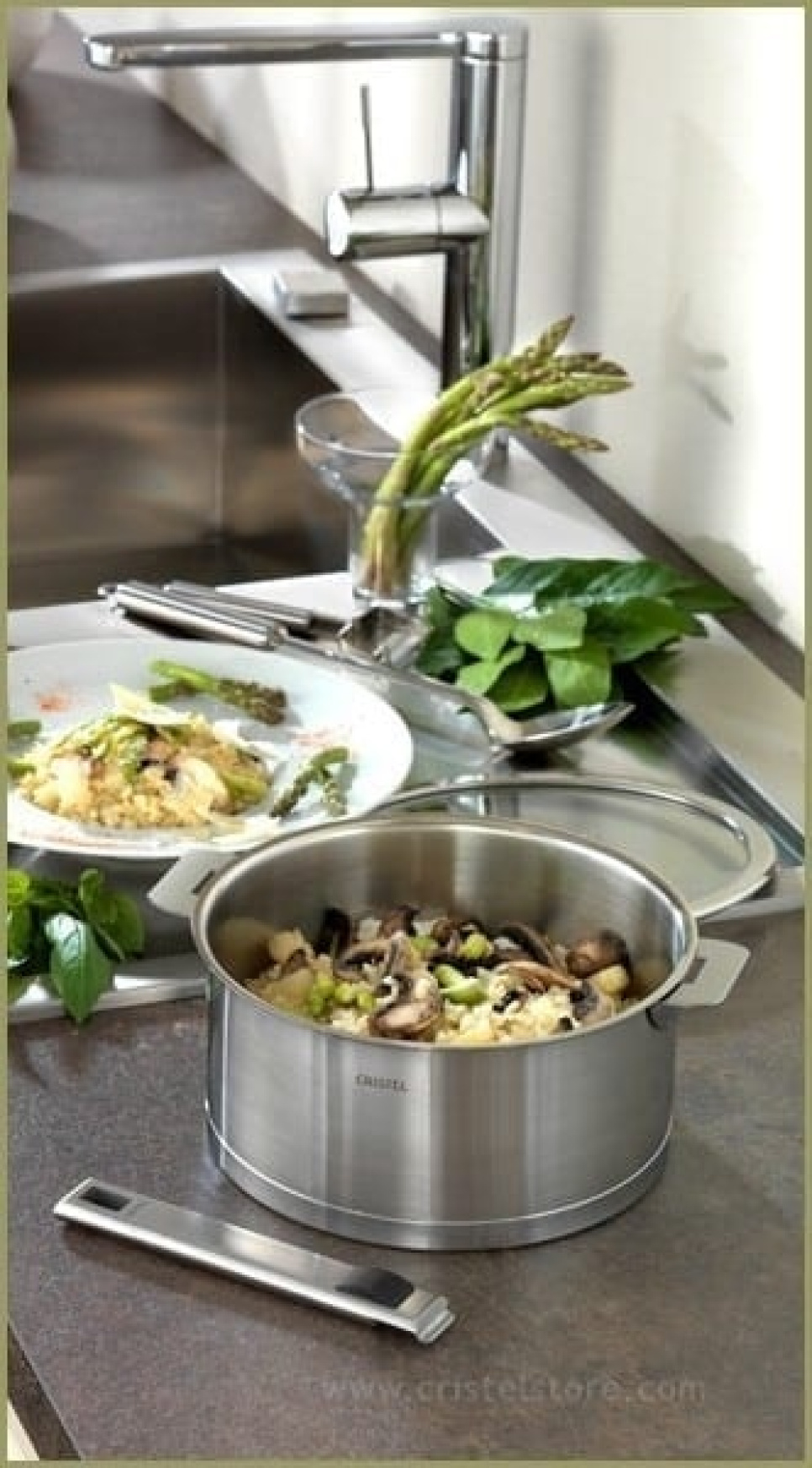 Edelstahltopf, abnehmbarer Griff, Strate - Cristel