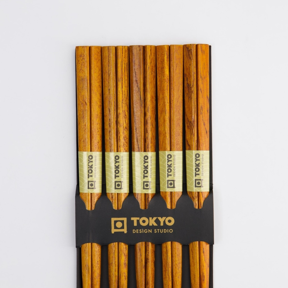 Essstäbchen, 5er-Pack - Tokyo Design Studio - Dunkles Holz