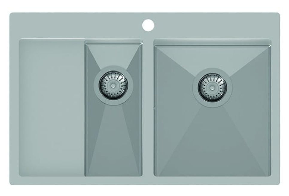 Edelstahl-Doppelspüle 780 x 500 mm mit Ablage links in der Gruppe Kücheneinrichtung / Waschbecken bei The Kitchen Lab (1416-12560)