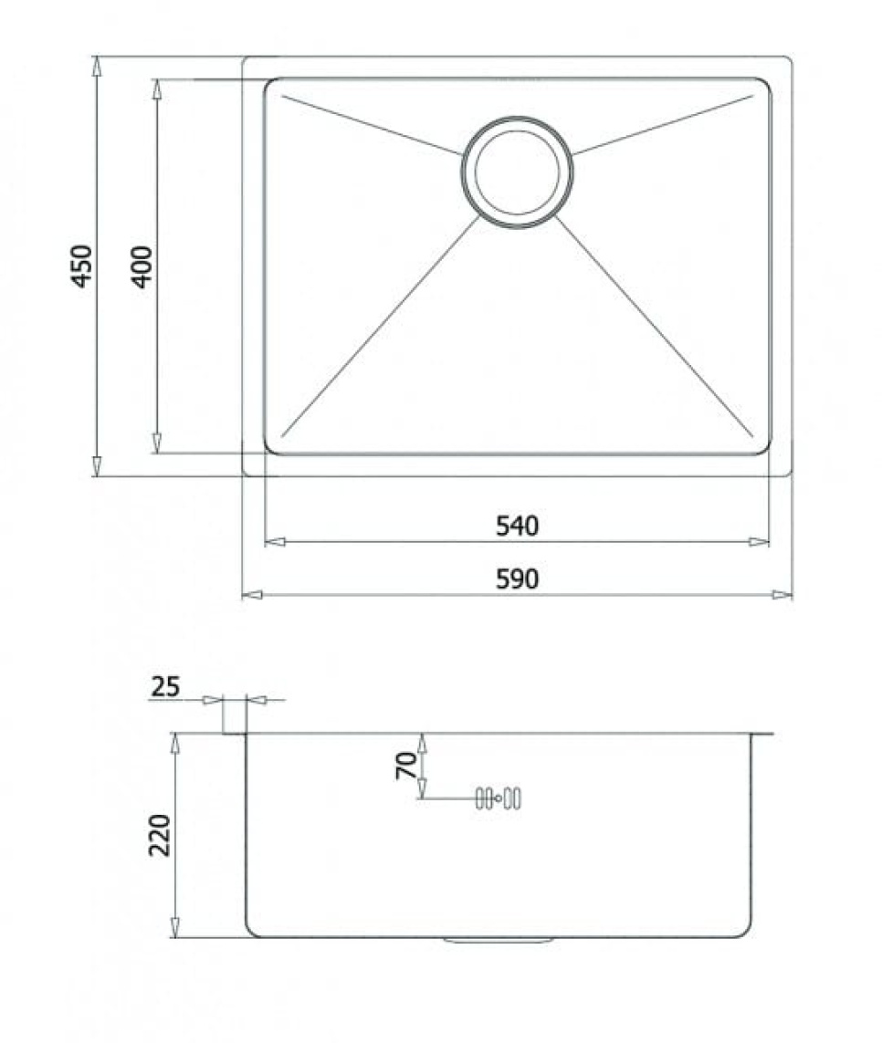 Edelstahlspüle 590 x 450 mm