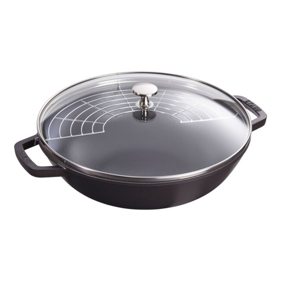 Wok mit Glasdeckel, Schwarz - Staub in der Gruppe Kochen / Bratpfannen / Wok-Pfannen bei The Kitchen Lab (1418-17598)