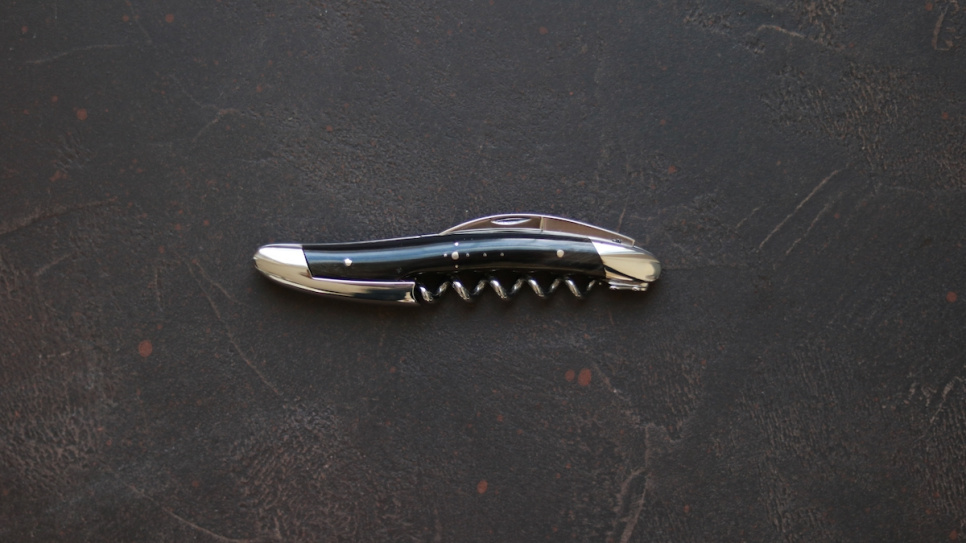 Sommeliermesser aus dunklem Horn, poliert, Tradition - Forge de Laguiole