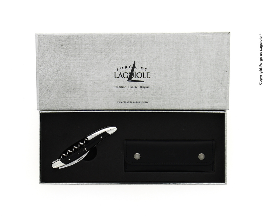 Sommeliermesser aus dunklem Horn, poliert, Tradition - Forge de Laguiole