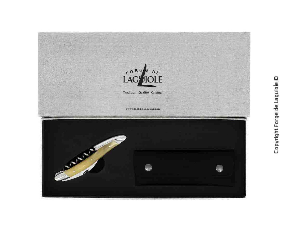 Sommeliermesser aus hellem Horn, poliert, Tradition - Forge de Laguiole