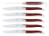 Sechs Messer, roter Textilverbundgriff, glänzend, Tradition - Forge de Laguiole
