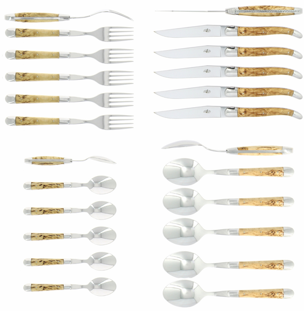 Besteckgarnitur 03, Griffe aus Birke, poliert, Tradition - Forge de Laguiole in der Gruppe Tischgedeck / Besteck / Das Besteck bei The Kitchen Lab (1446-32852)