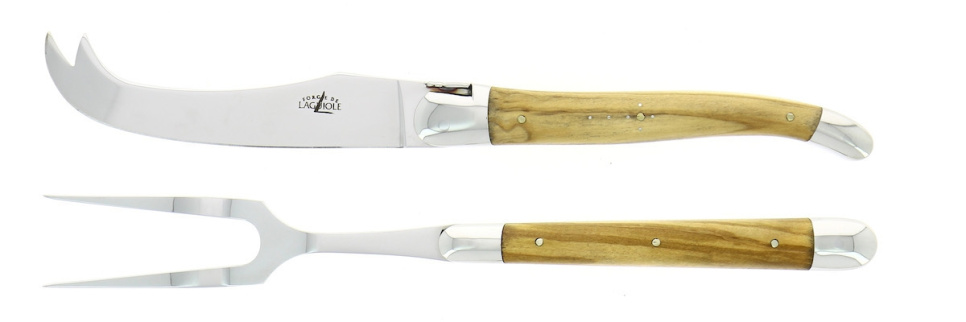 Käseset, Griffe aus Olivenholz, glänzend, Tradition - Forge de Laguiole in der Gruppe Kochen / Küchenmesser / Käsemesser bei The Kitchen Lab (1446-32882)