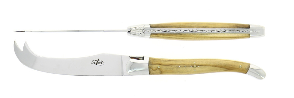 Käseset, Griffe aus Olivenholz, glänzend, Tradition - Forge de Laguiole