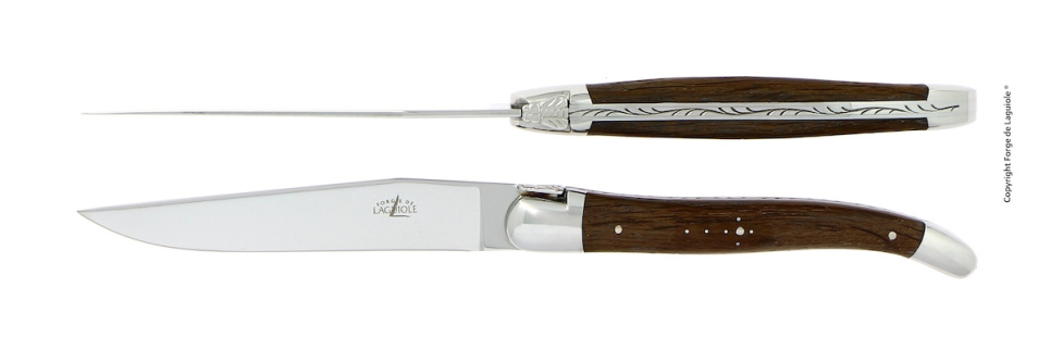 Zwei Messer, Griff aus versteinerter Eiche, poliert, Tradition - Forge de Laguiole in der Gruppe Tischgedeck / Besteck / Messer bei The Kitchen Lab (1446-32892)