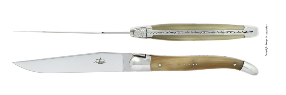 Zwei Messer, Griff aus hellem Horn, poliert, Tradition - Forge de Laguiole in der Gruppe Tischgedeck / Besteck / Messer bei The Kitchen Lab (1446-32893)