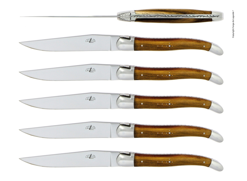 Sechs Messer, Pistage Griff, poliert, Tradition - Forge de Laguiole in der Gruppe Tischgedeck / Besteck / Messer bei The Kitchen Lab (1446-32916)