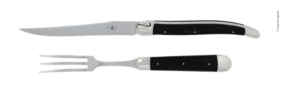Schnitzbesteck 17 cm, Griff aus dunklem Horn, poliert, Tradition - Forge de Laguiole in der Gruppe Kochen / Küchenmesser / Tranchiermesser bei The Kitchen Lab (1446-32949)