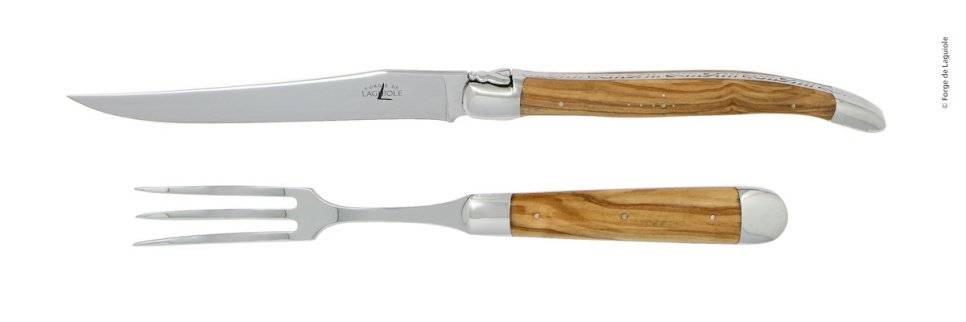 Schnitzbesteck 17 cm, Griff aus Olivenholz, poliert, Tradition - Forge de Laguiole in der Gruppe Kochen / Küchenmesser / Tranchiermesser bei The Kitchen Lab (1446-32950)