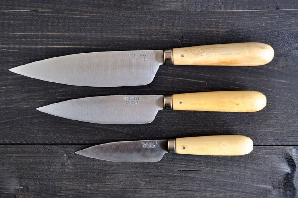 Messerset 3 Kohlenstoffstahl-Messer mit Messerrolle - Pallarès in der Gruppe Kochen / Küchenmesser / Messersets bei The Kitchen Lab (1451-14539)