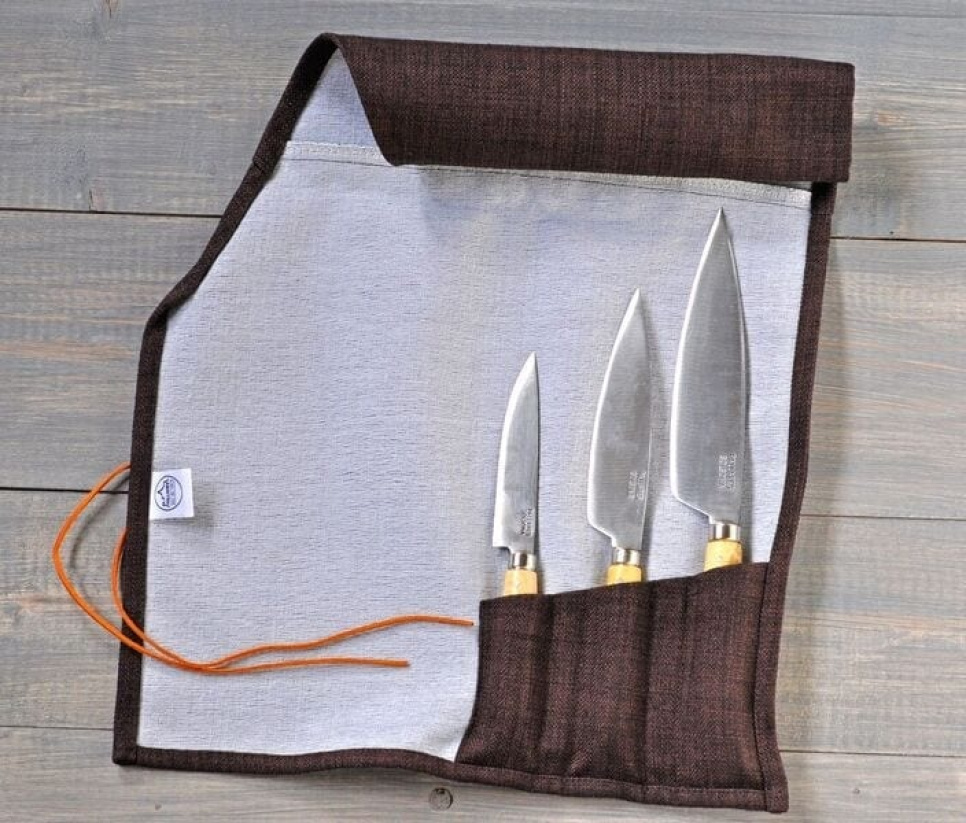 Messerset mit 3 Messern aus Kohlenstoffstahl und Messerrolle - Pallarès